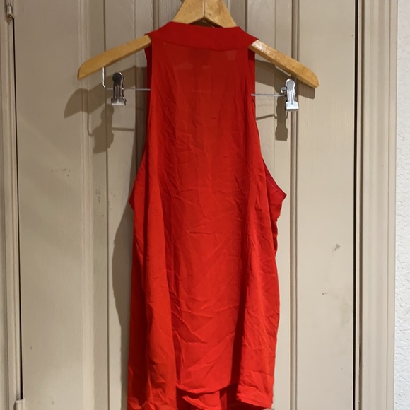 Worthington blouse Red Button up with Tie - Picture 5 of 5